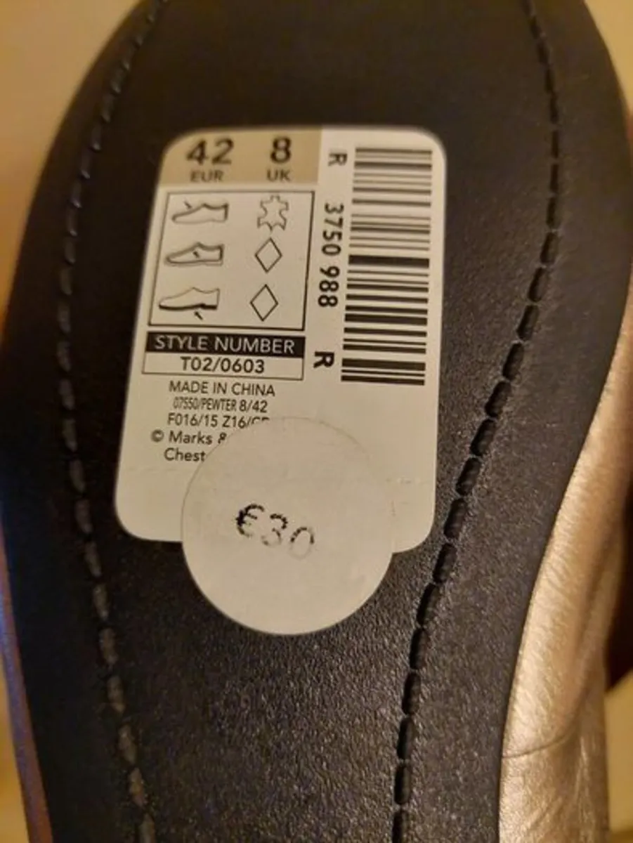 M&S Bronze Metallic Court Shoes - Image 2