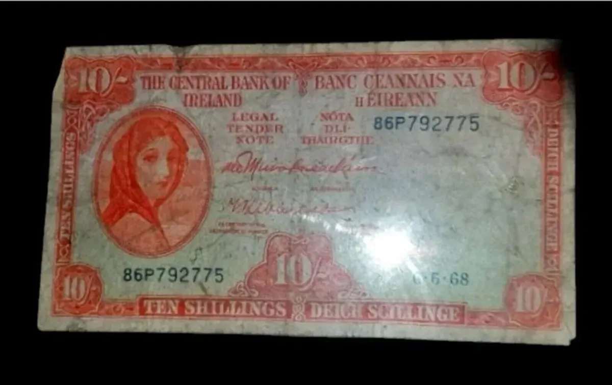 Vintage 1968 Irish 10 Shilling Note (Lady Lavery) - Image 3