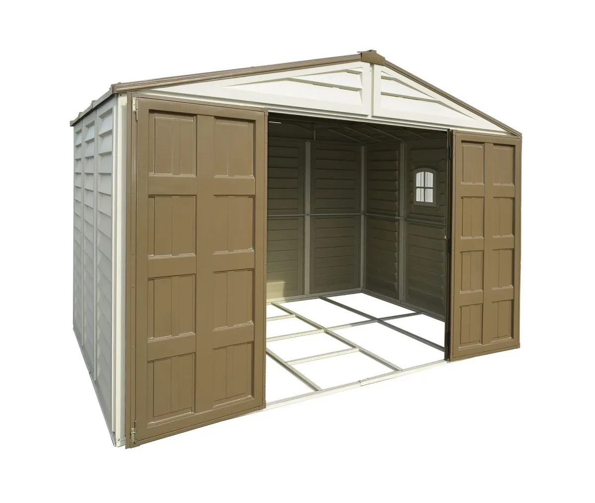 🏡 10x8 WOODBRIDGE VINYL GARDEN SHED – IVORY - Image 1