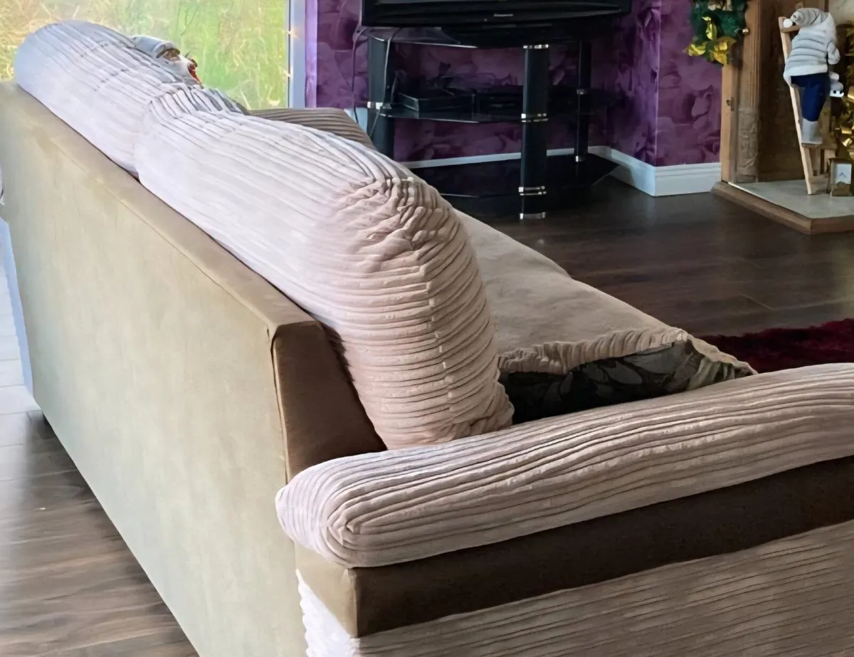 Three x 3 seater matching Sofas and ottoman - Image 2