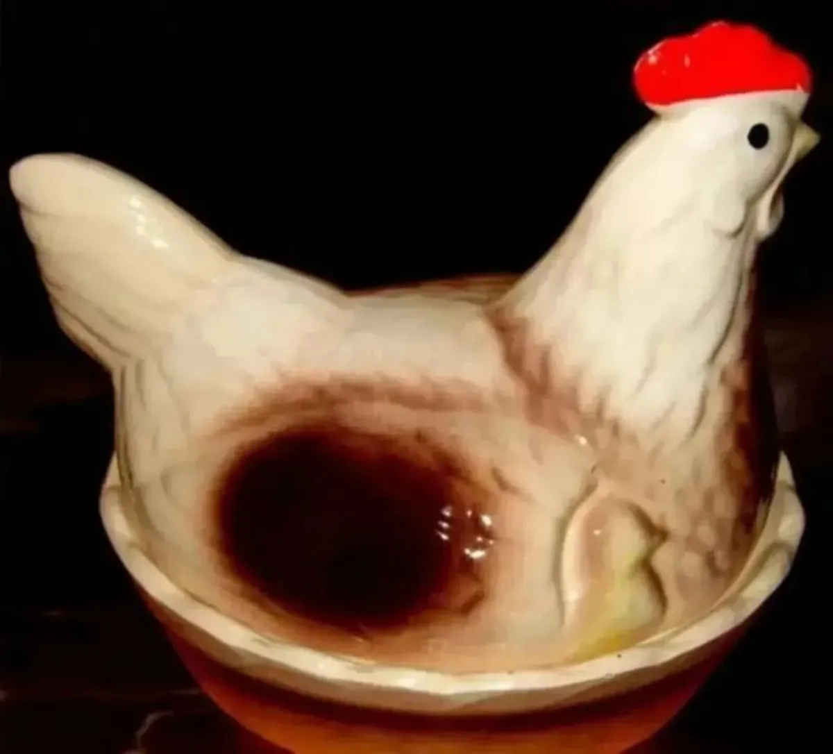 Vintage Ceramic Hen on Nest Egg Crock - Image 1
