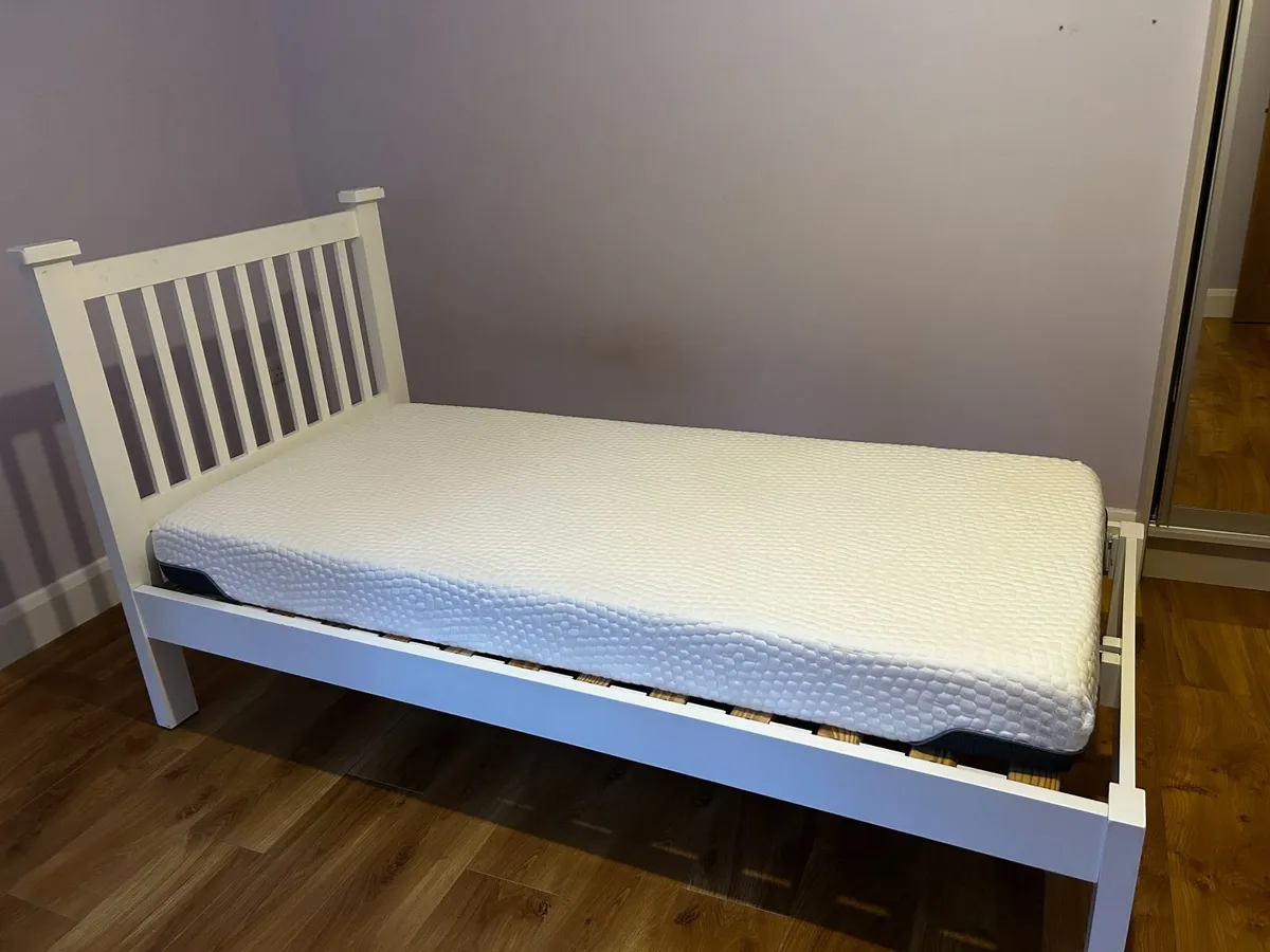 Single Bed & Mattress - White - Image 3