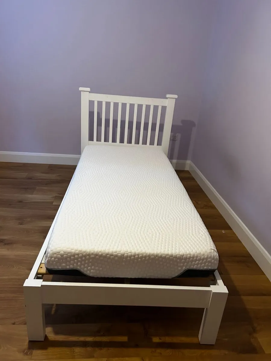 Single Bed & Mattress - White - Image 4