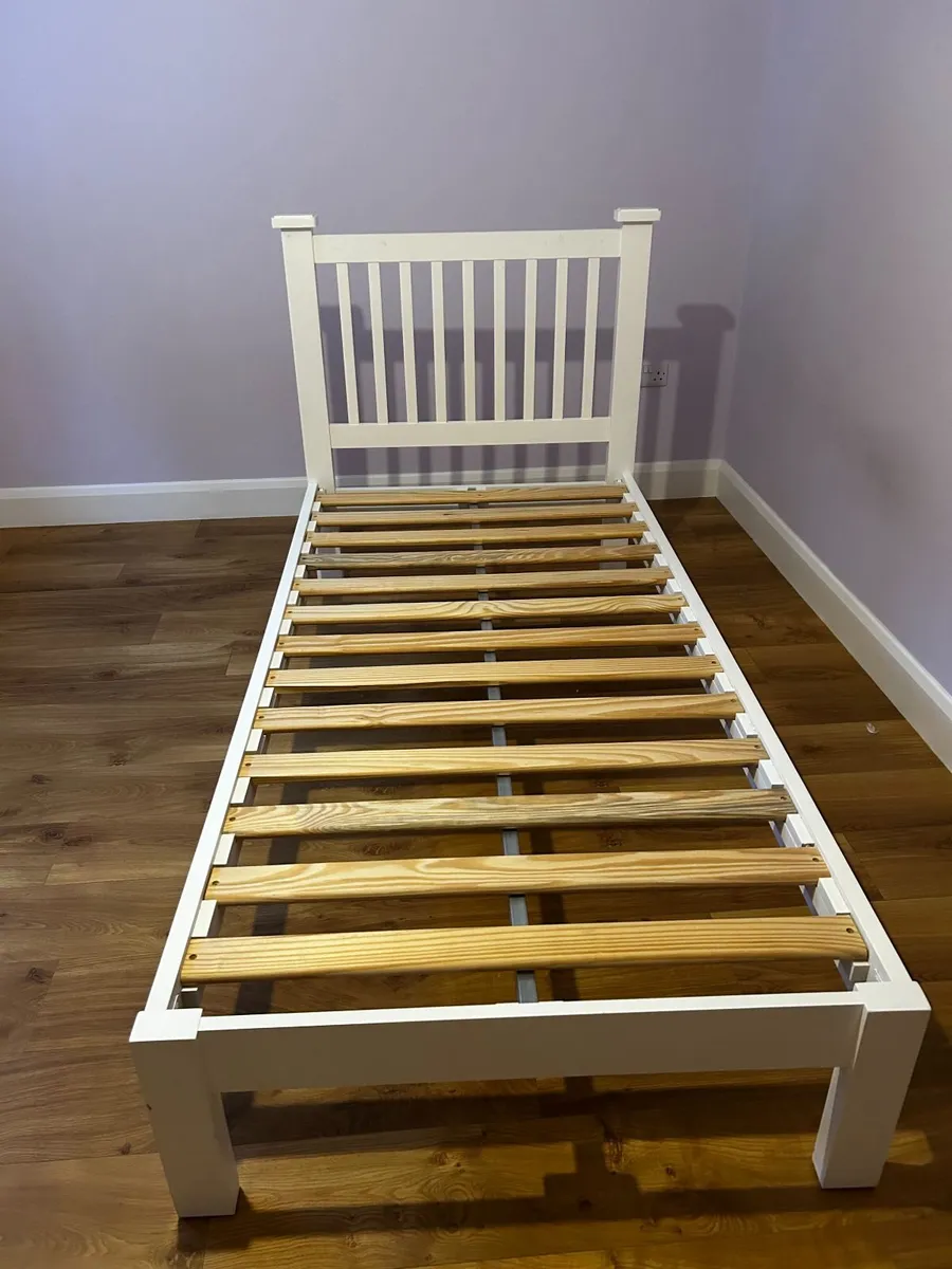 Single Bed & Mattress - White - Image 1
