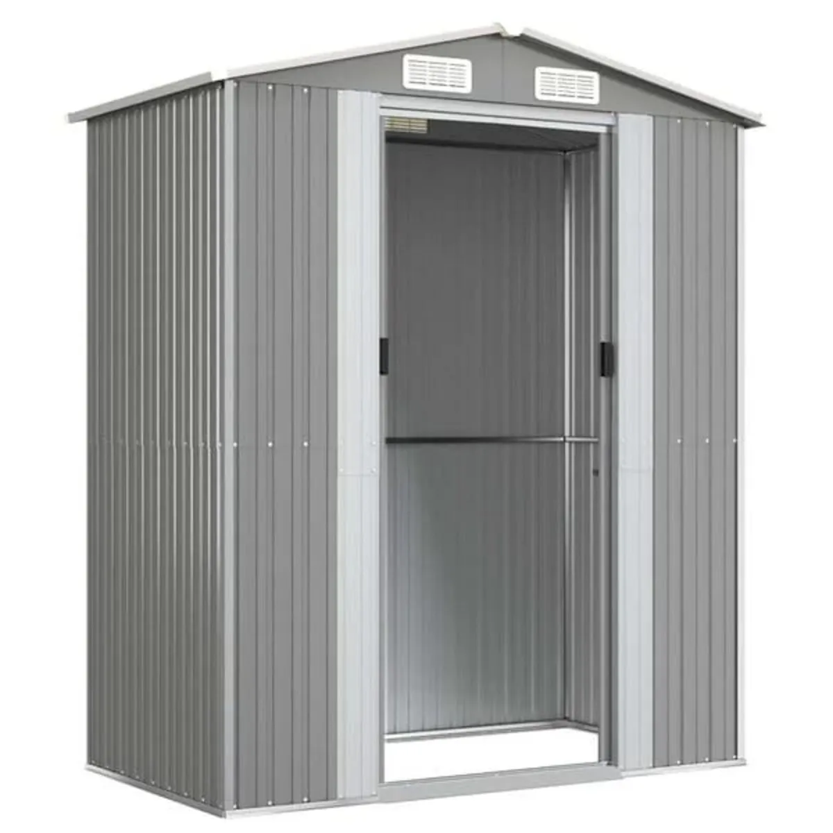 Garden Shed Light Grey 192x108x223 cm Galvanised S - Image 1