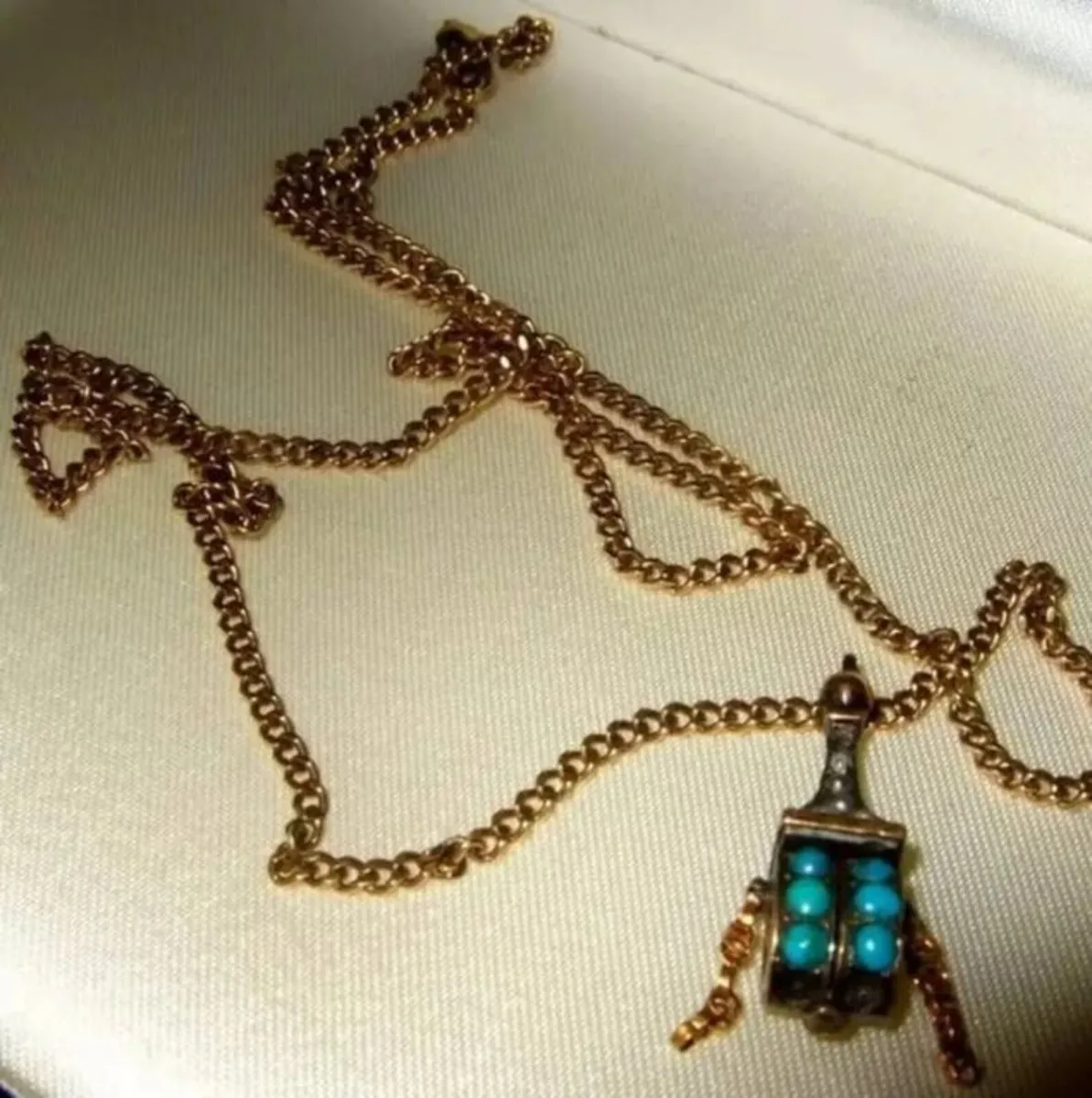 Vintage Hallmarked Tibetan Prayer Wheel & Chain - Image 3