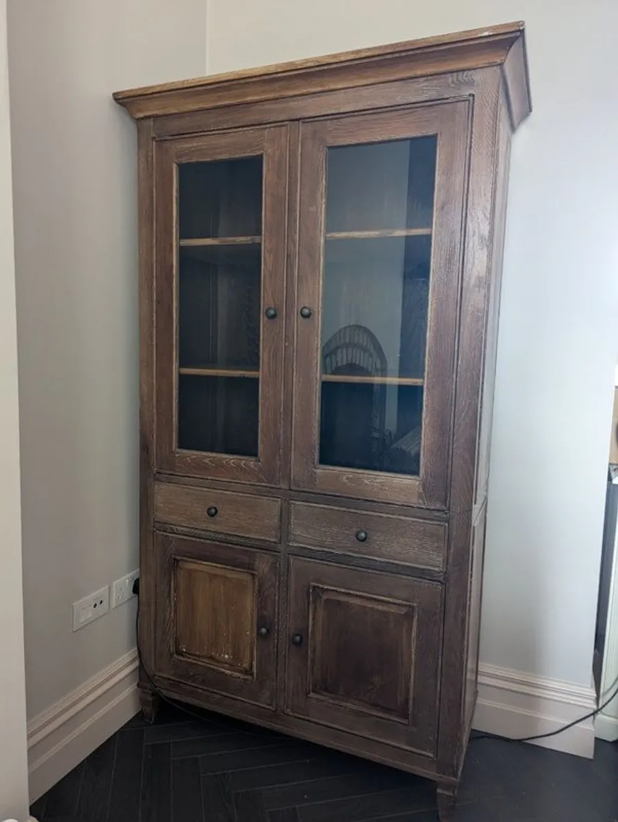 Rustic Solid Oak Display Cabinet - Image 1