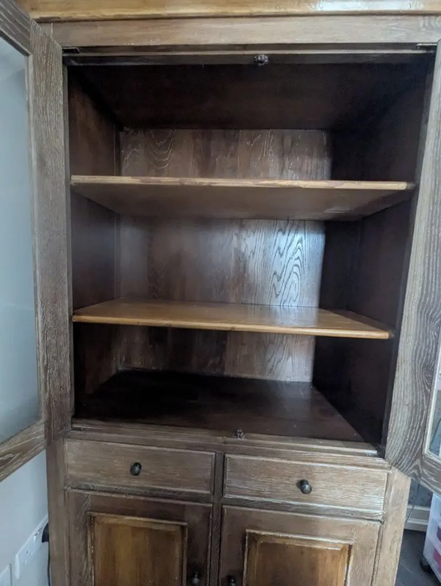 Rustic Solid Oak Display Cabinet - Image 2