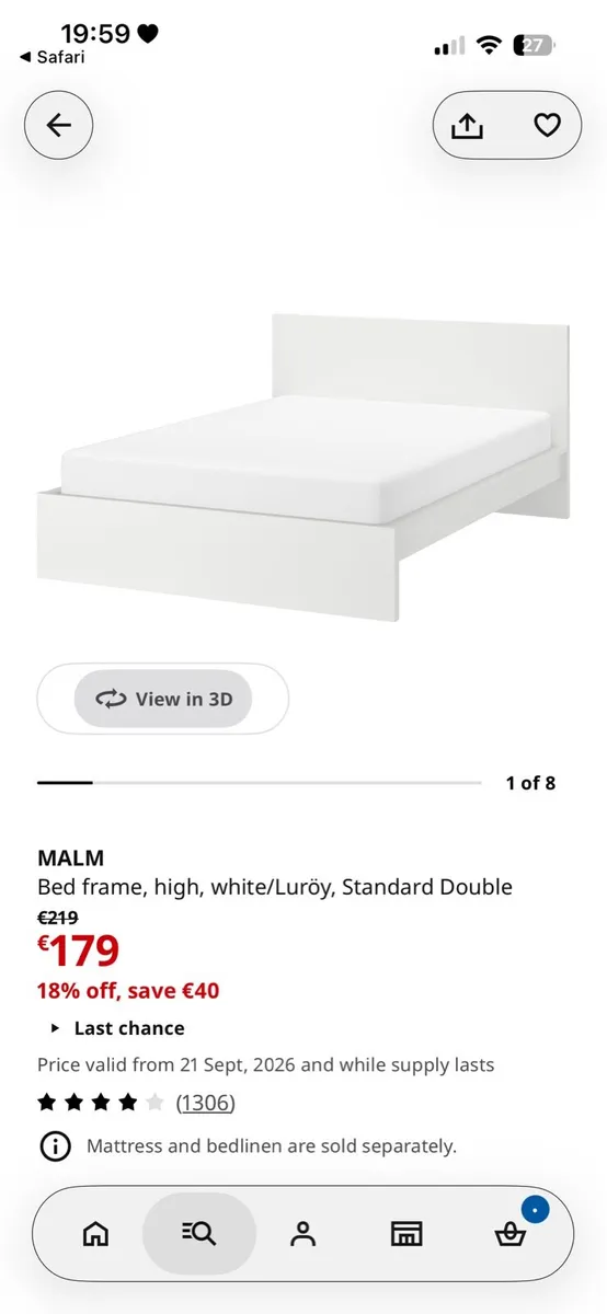 IKEA bed+ mattress - Image 2