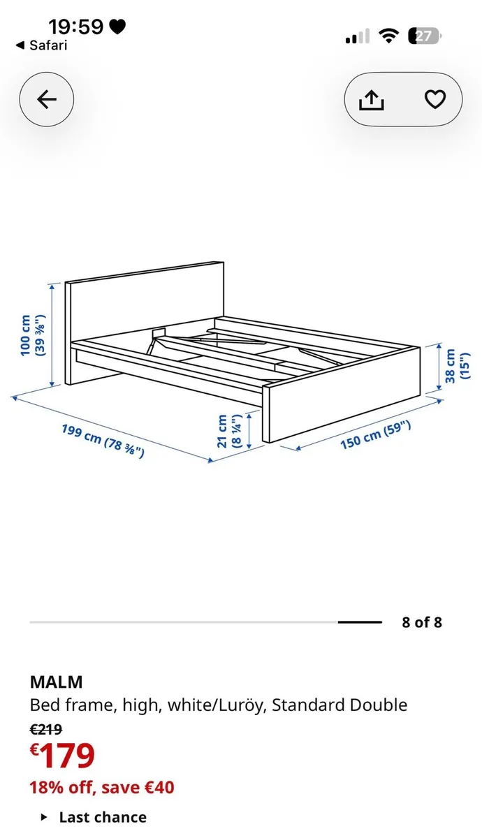 IKEA bed+ mattress - Image 3