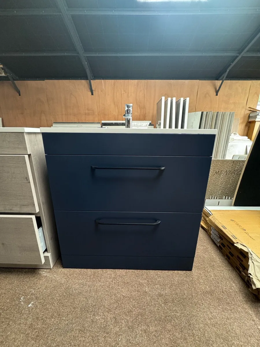 Special Offer Blue 800mm Vanity Unit Basin & Tap - Image 1