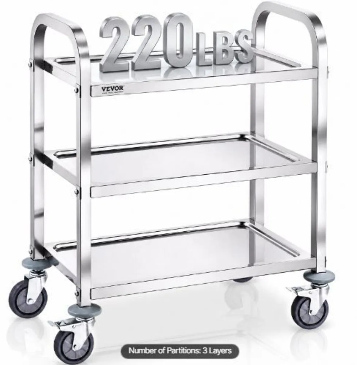 Stainless Steel Cart, 3 Layers - Image 4