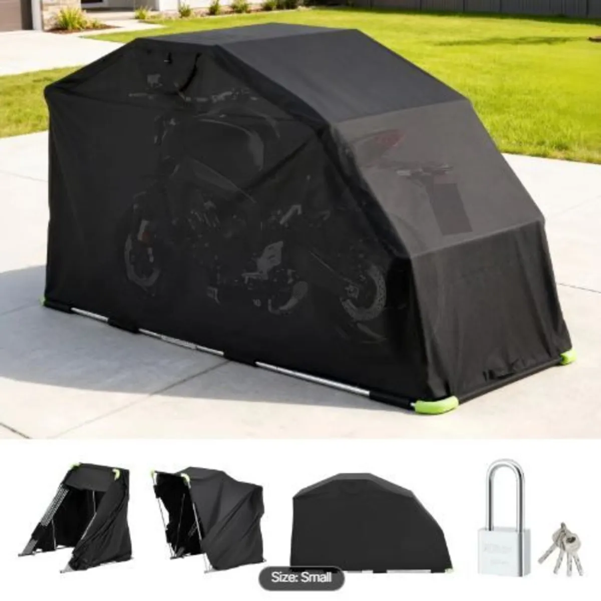 Motorcycle Storage Shelter with Security Lock - Image 1