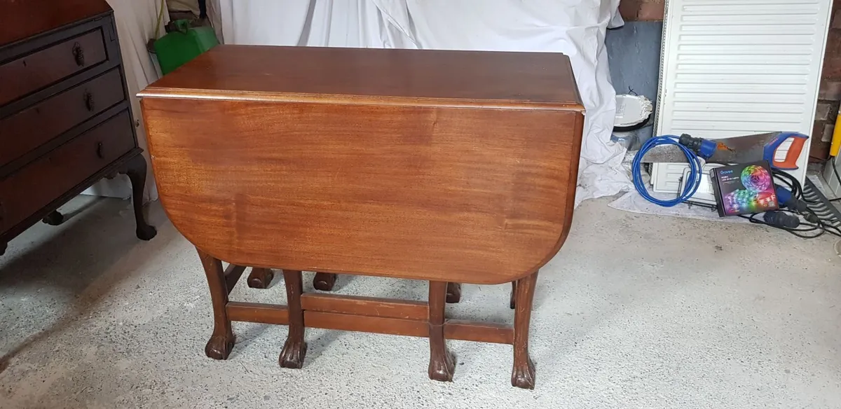 Solid mahogany drop leaf table - Image 3