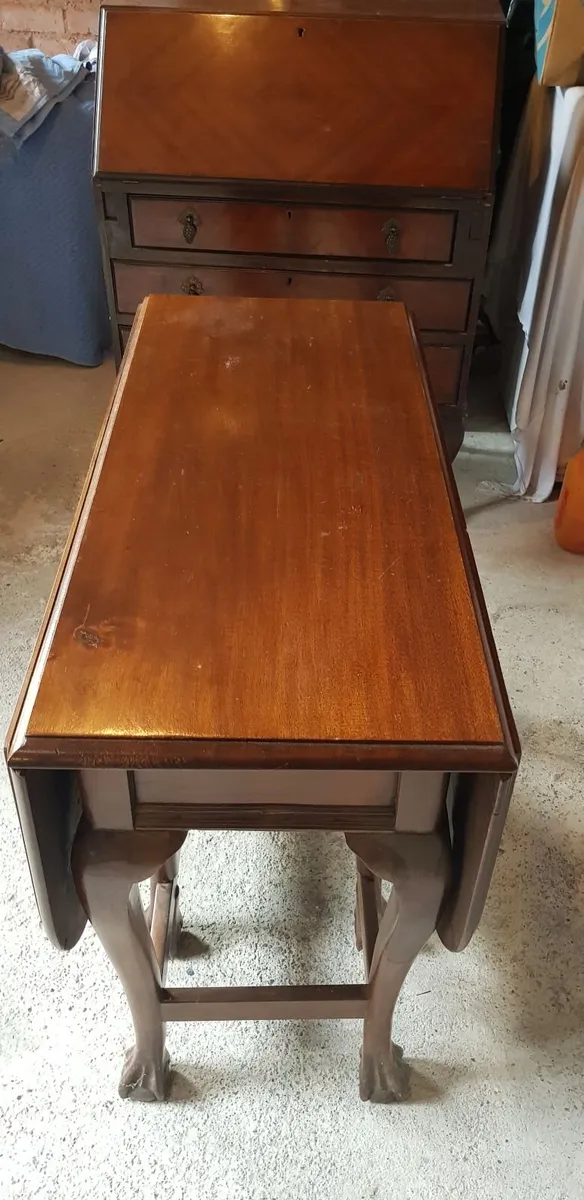 Solid mahogany drop leaf table - Image 2