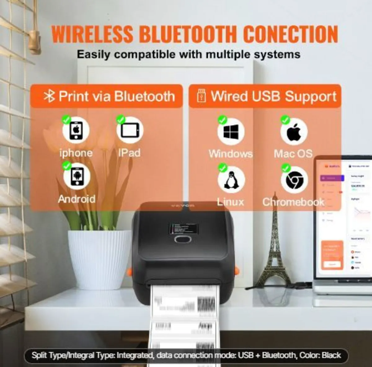 Thermal Label Printer, 300DPI for 4x6 Mailing Pac - Image 2