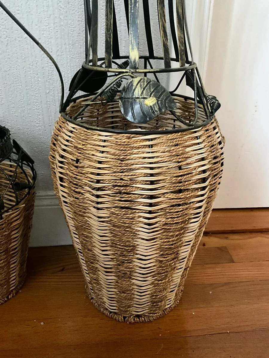 Tall Woven Wicker Floor Vase & Matching Basket - Image 3