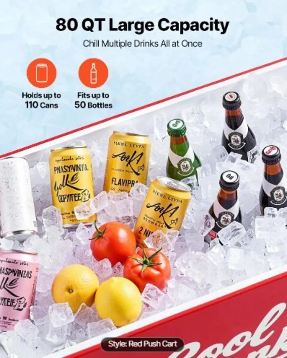 Rolling Ice Chest, Holds to 50 Bottles / 110 Cans - Image 2
