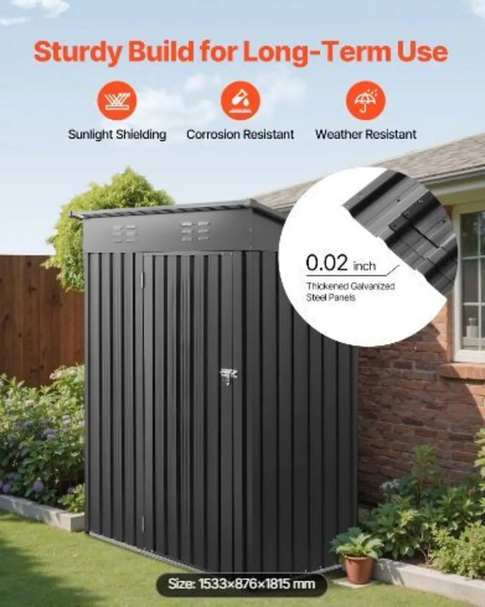 1533 x 876 x 1815 mm Metal Garden Shed - Image 4