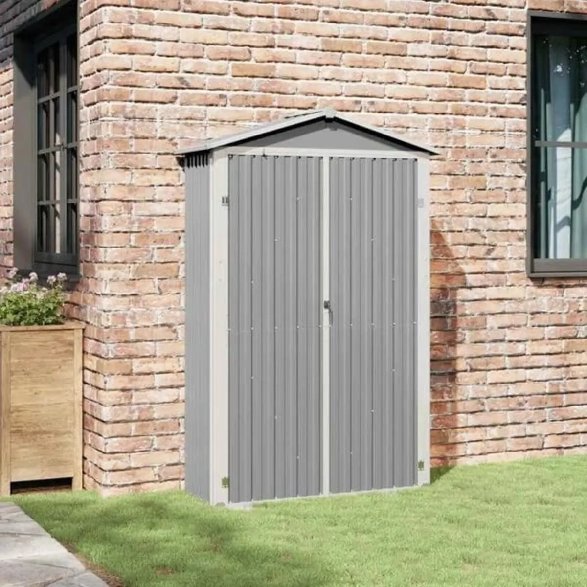 Garden Shed Grey 116x45x175 cm Galvanised Steel

D - Image 4