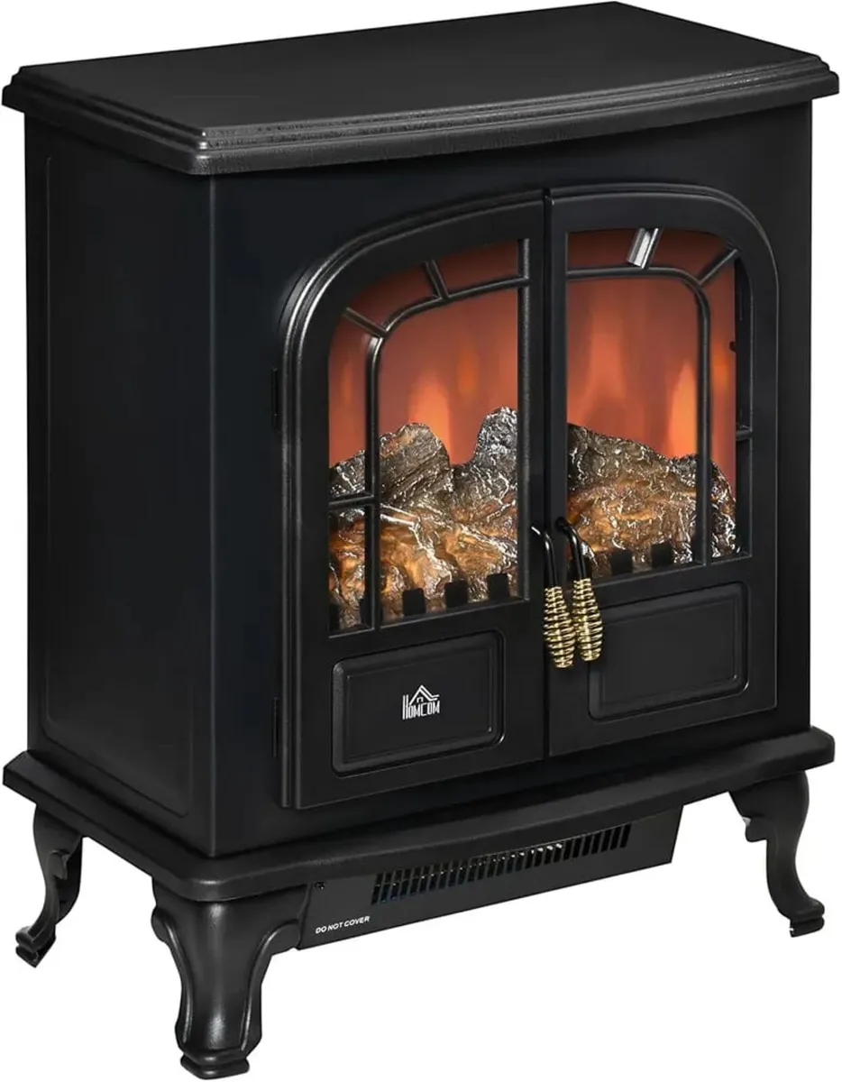 Electric Fireplace Stove Heater, Double Door 1000W - Image 1