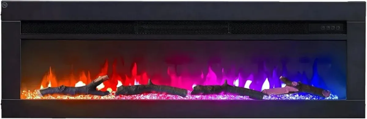 40" Media Wall Electric Fire, Wall Mounted Firepla - Image 1