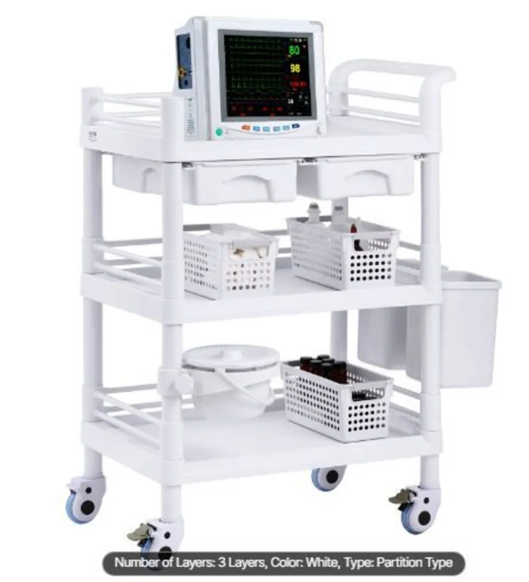 3 Tiers Lab Carts, Lab Utility Cart - Image 2