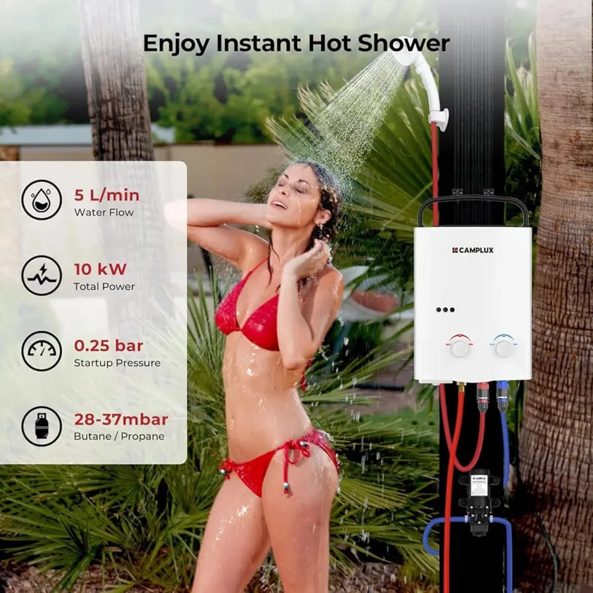 AY132P43 5L Portable Gas Water Heater with 4.3L Wa - Image 2