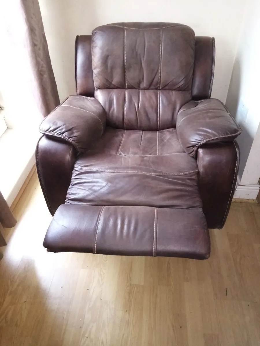 Brown Leather Recliner - Image 2