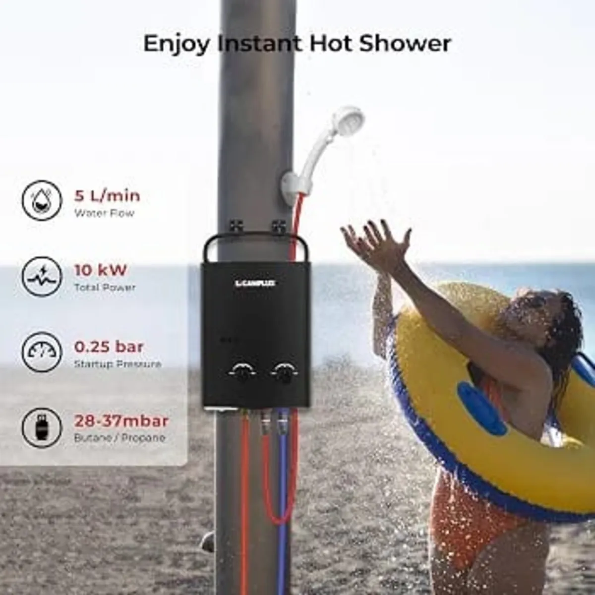 AY132B 5L Portable Gas Water Heater with Folding H - Image 4