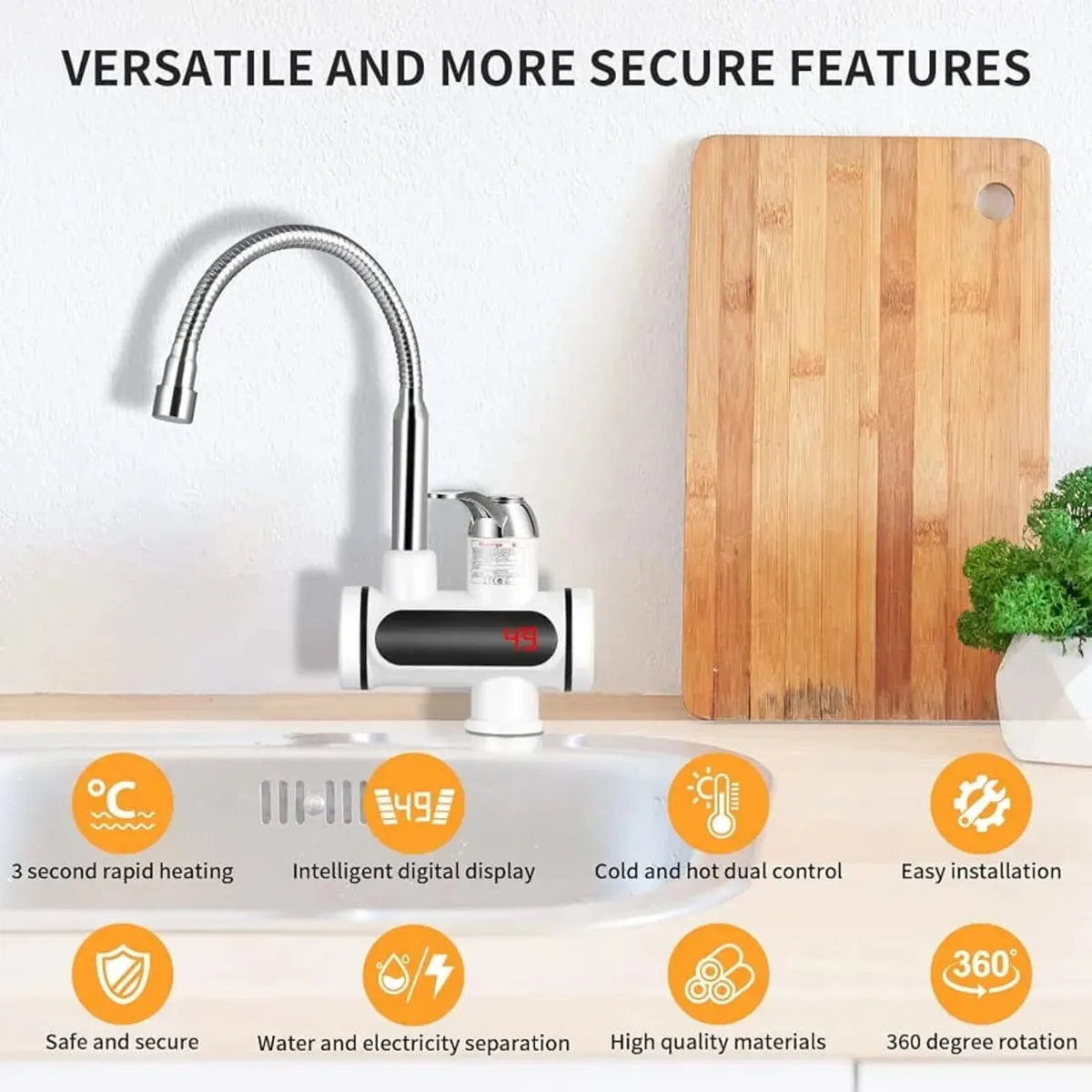 Instant Hot Water Tap, 220V 3000W Tankless Electri - Image 3