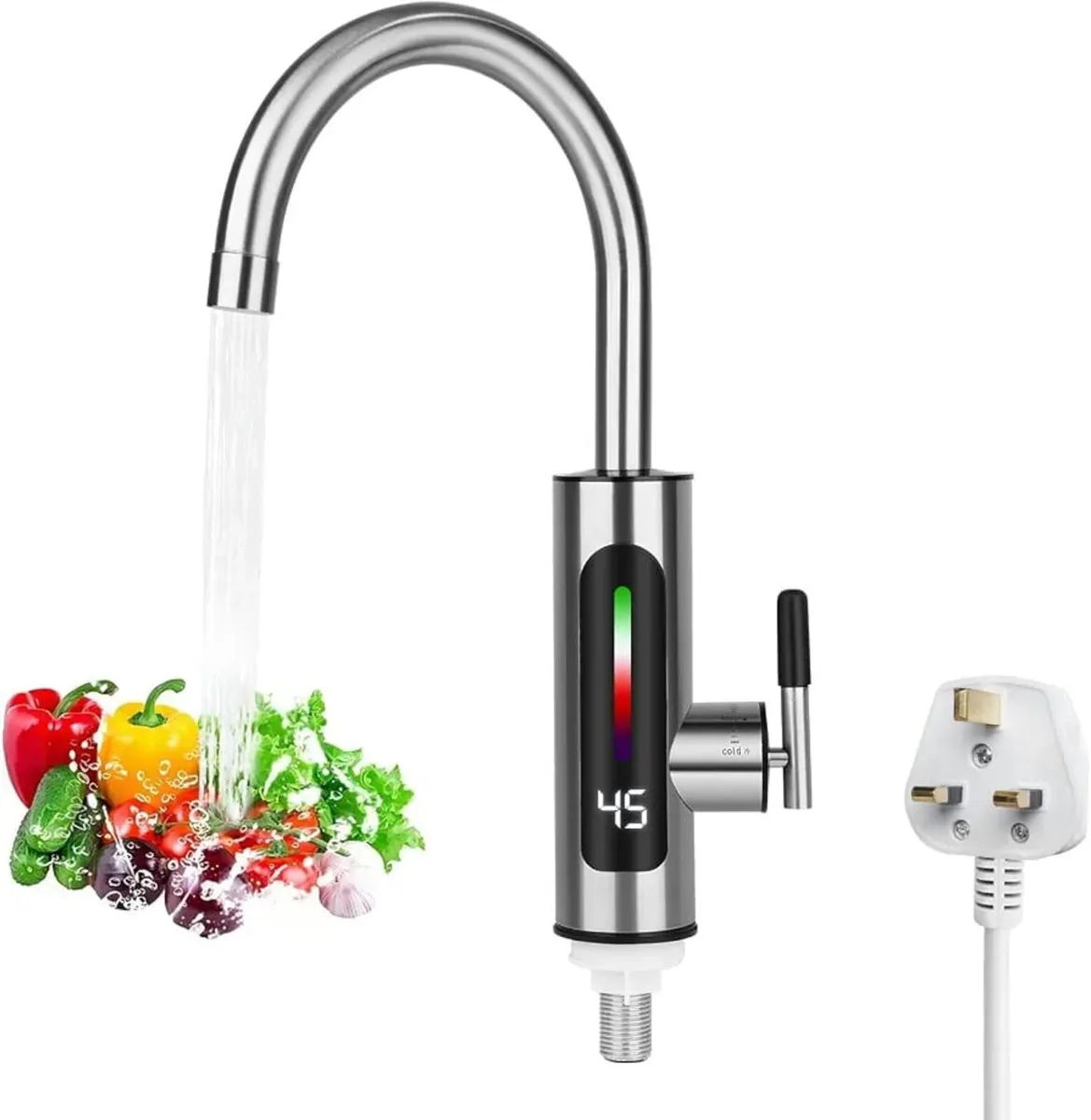 Hot Water Tap 220V 3000W, Electric Tap with LED Di - Image 1