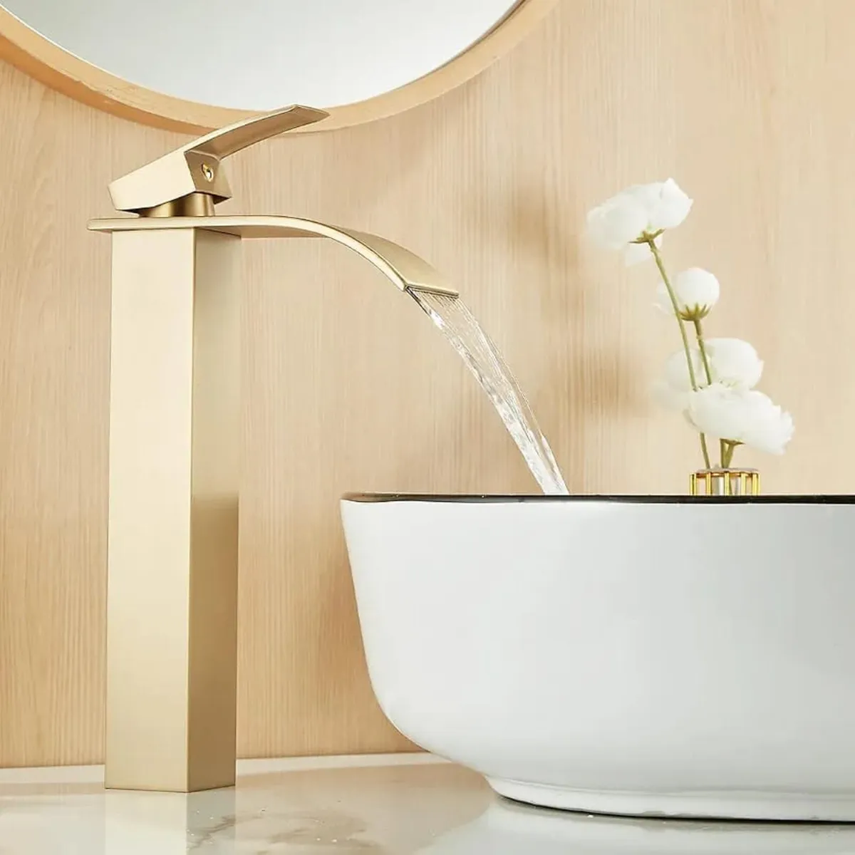 Waterfall Bathroom Basin Mixer Tap, Tall Bathroom - Image 1