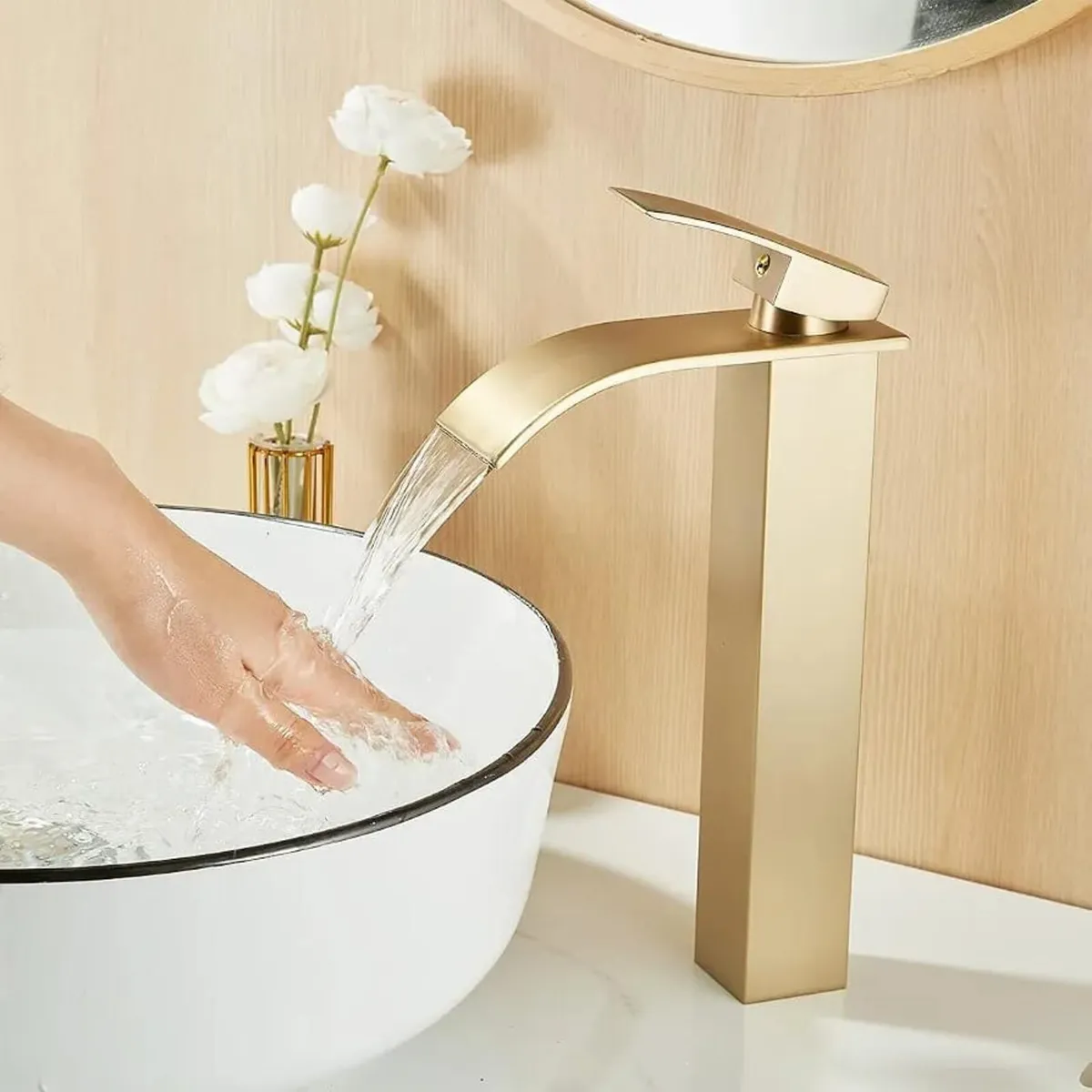 Waterfall Bathroom Basin Mixer Tap, Tall Bathroom - Image 2