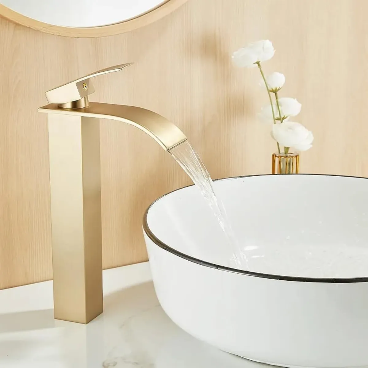 Waterfall Bathroom Basin Mixer Tap, Tall Bathroom - Image 4