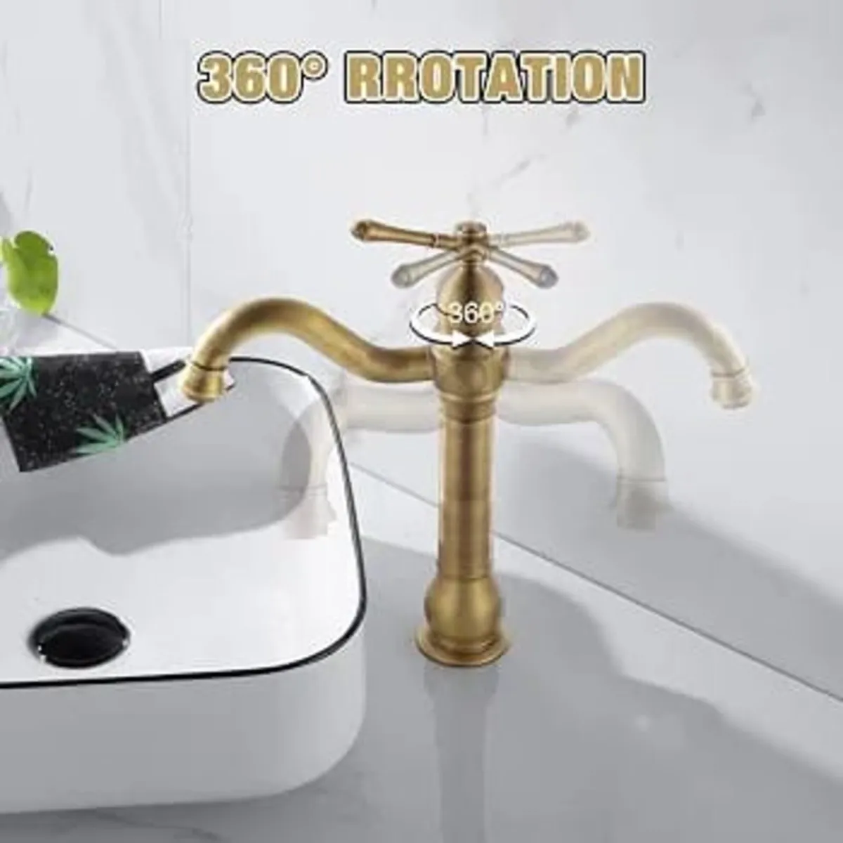 Bathroom Sink Tap, 360° Rotable Basin Mixer Tap, B - Image 2