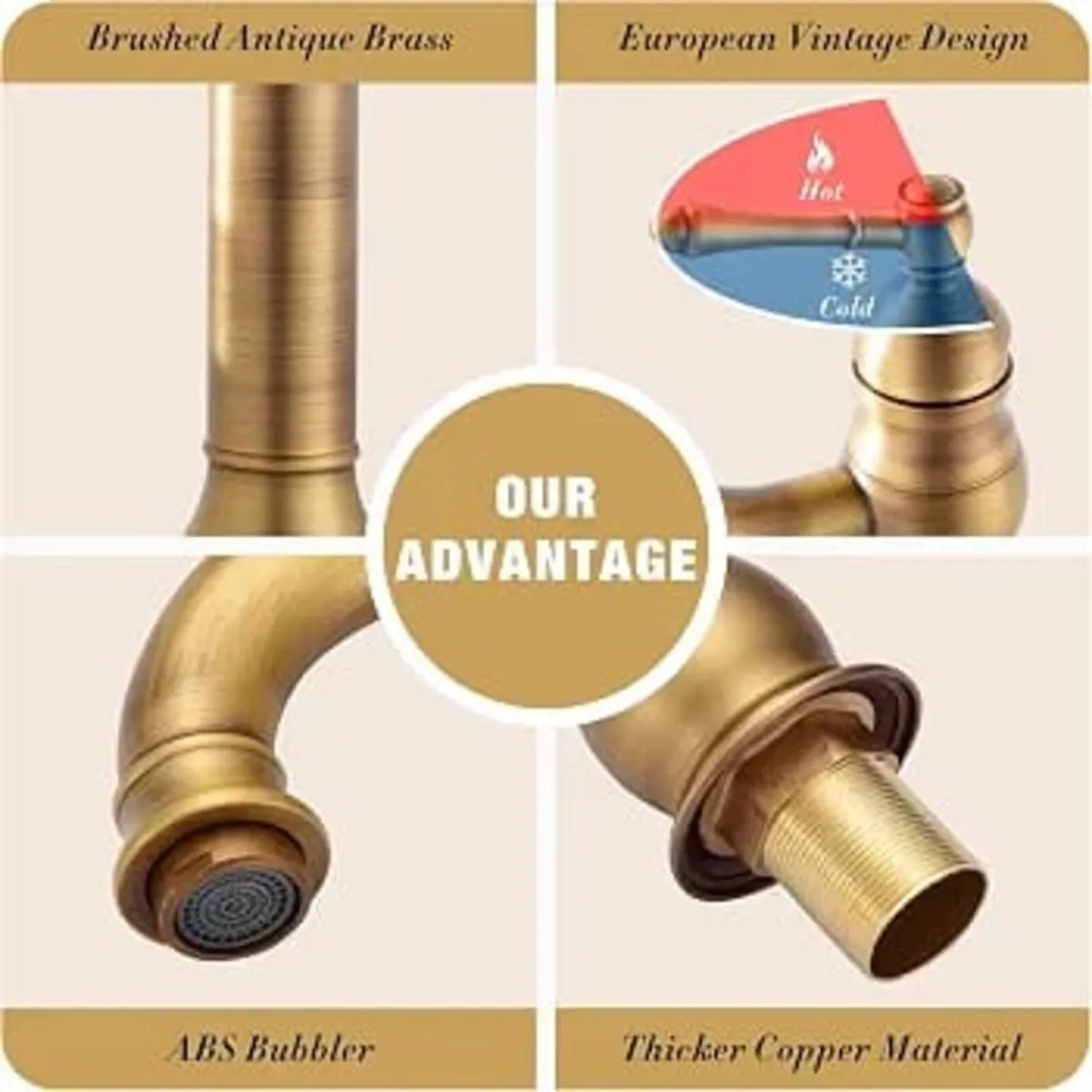 Bathroom Sink Tap, 360° Rotable Basin Mixer Tap, B - Image 3