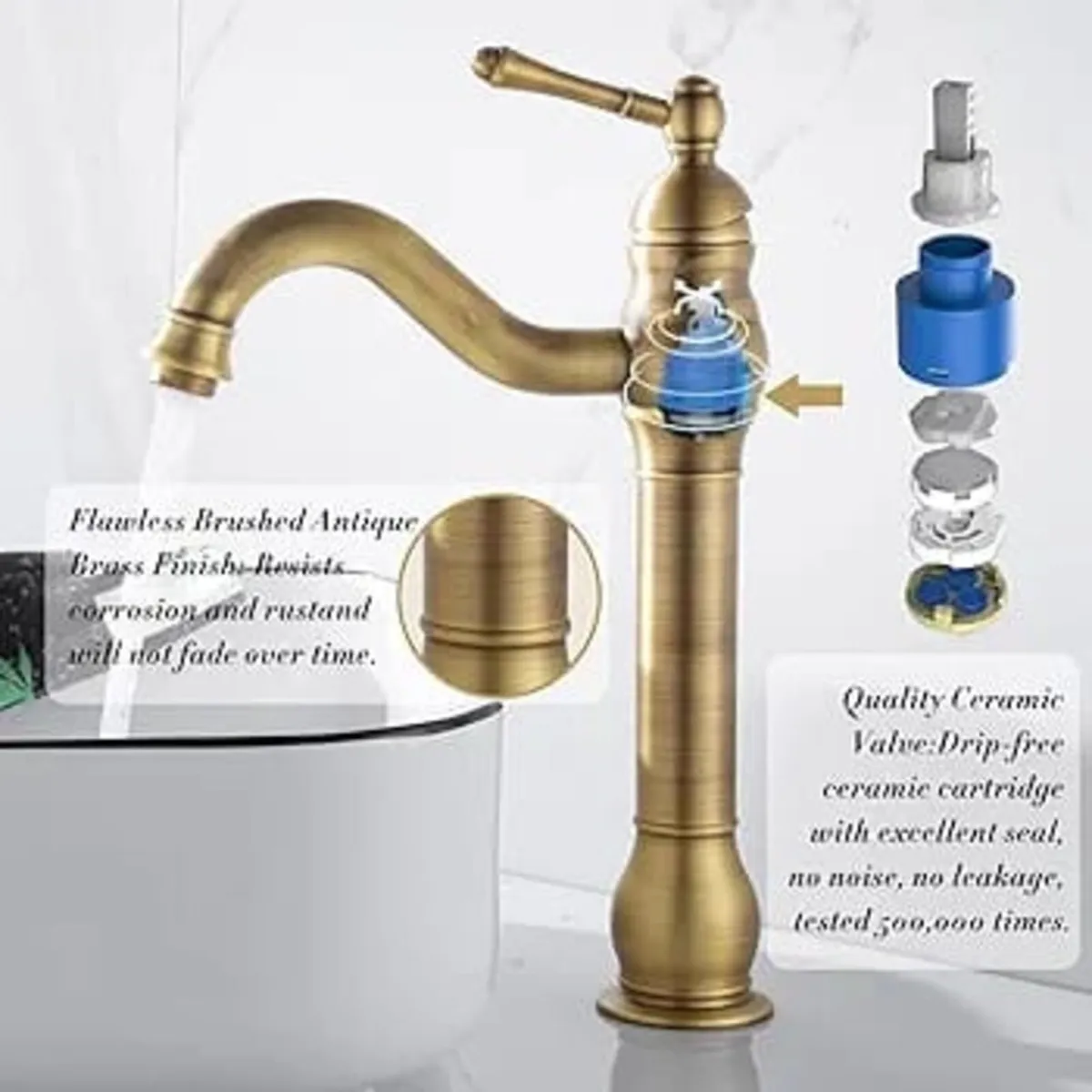 Bathroom Sink Tap, 360° Rotable Basin Mixer Tap, B - Image 4