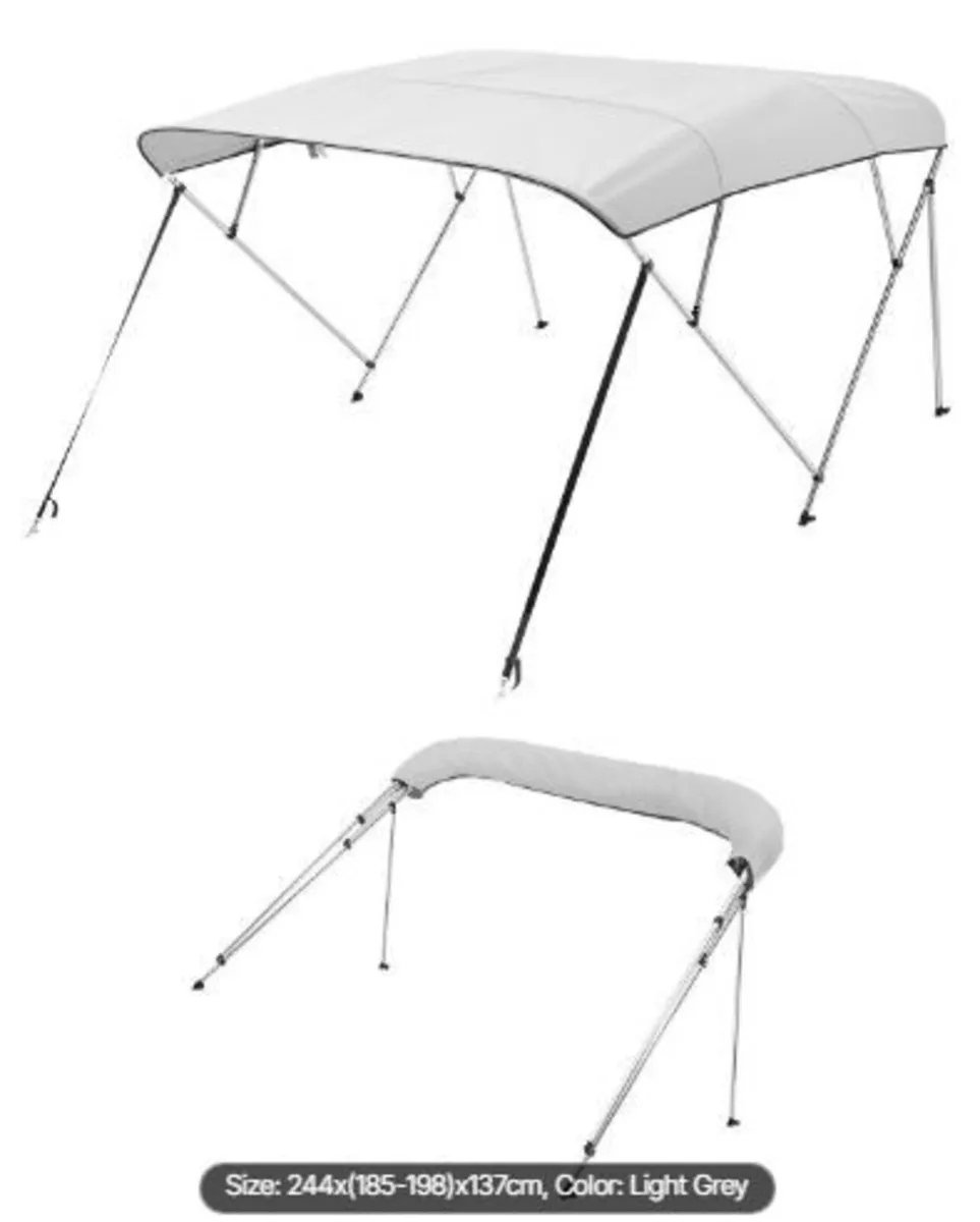 4 Bow Boat Bimini Tops, 600D Polyester Canopy - Image 2