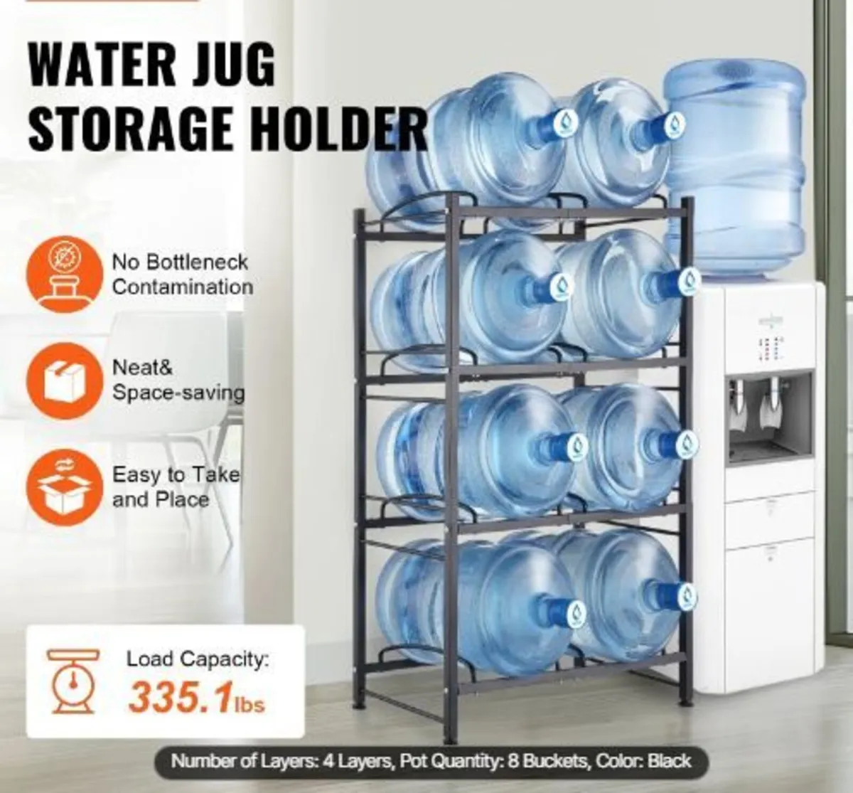 4 Tiers Water Jug Holder, 5 Gallon Water - Image 2