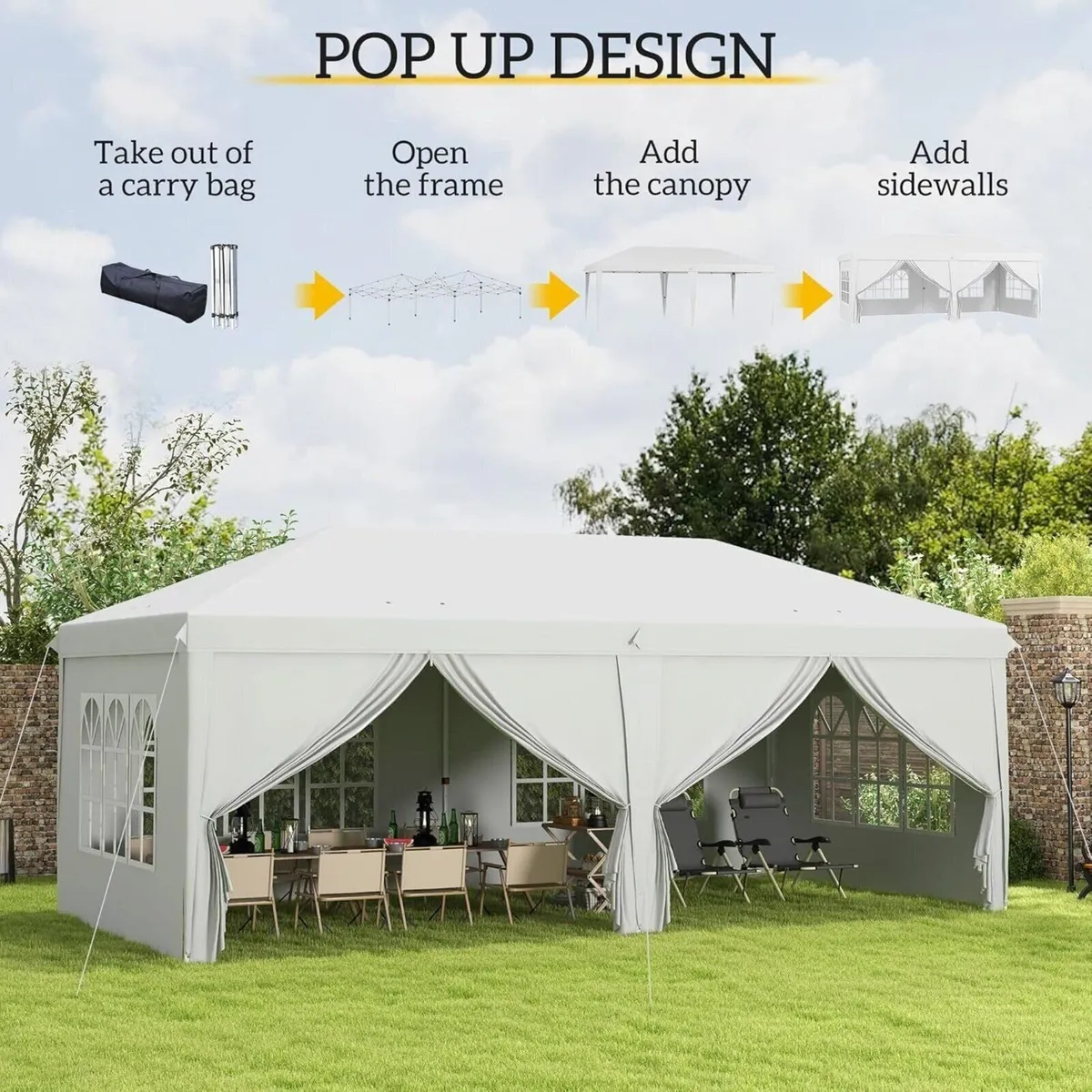 Gazebo 3x6m Waterproof Garden Party Tent - Image 1