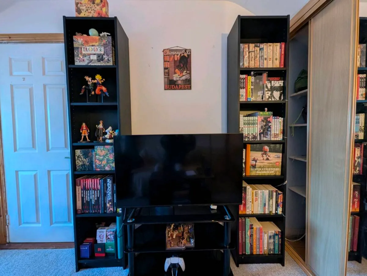 Bookshelves + Glass TV Stand - Image 1