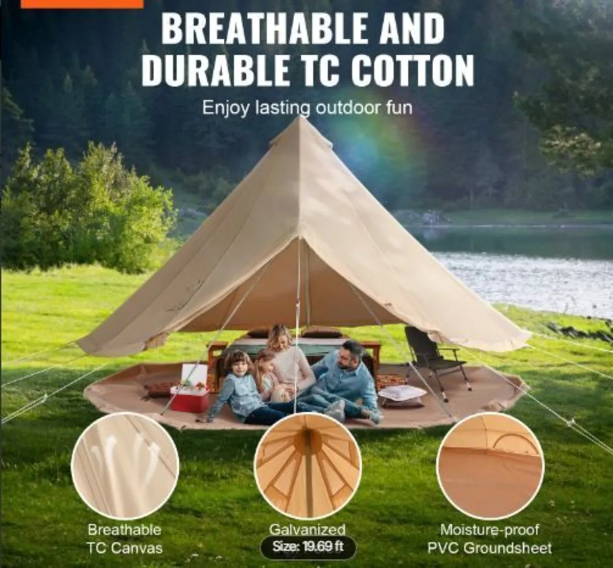 Canvas Bell Tent, 4 Seasons 6 m/19.68 ft - Image 1