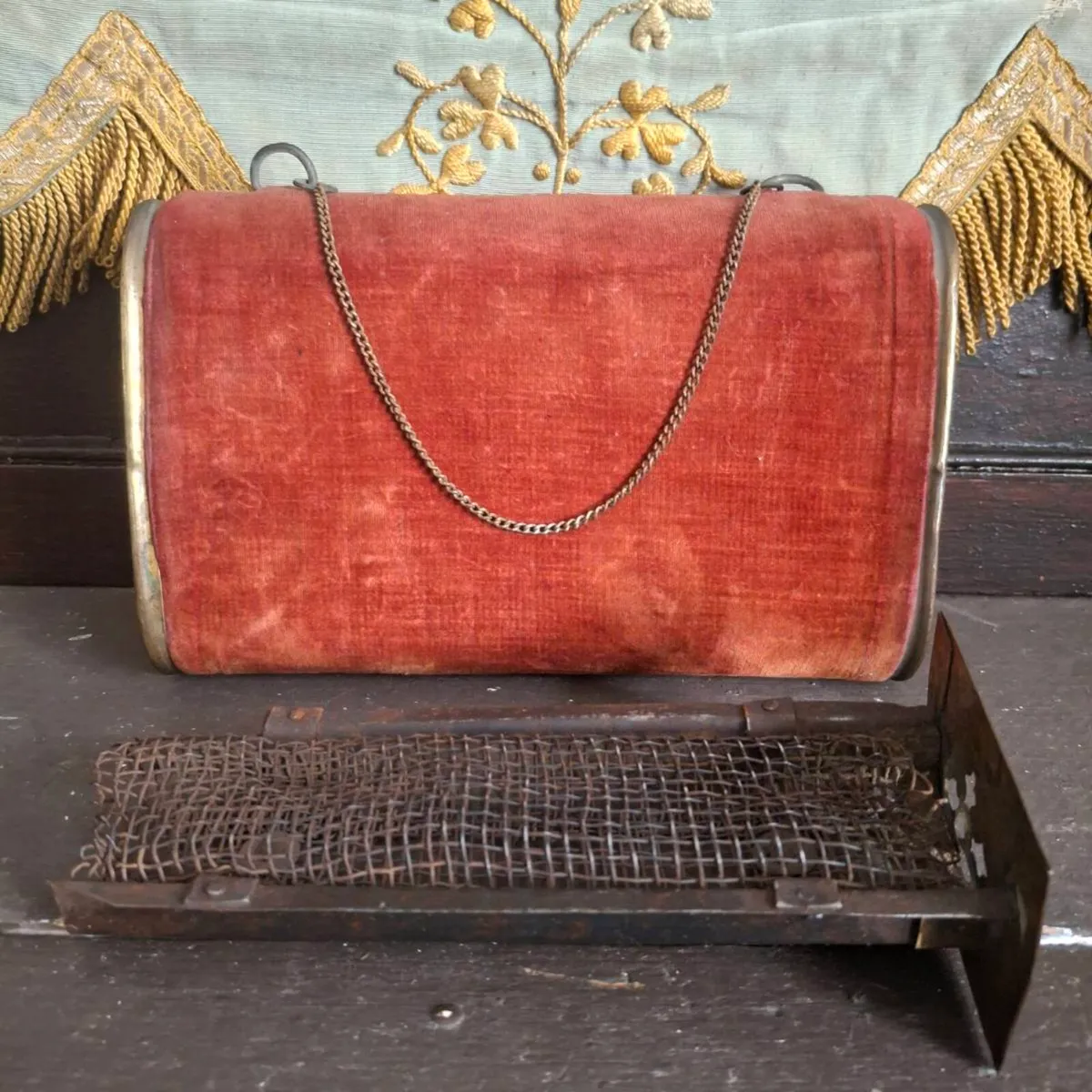 Antique French Velvet Pocket Hand Warmer - Image 4