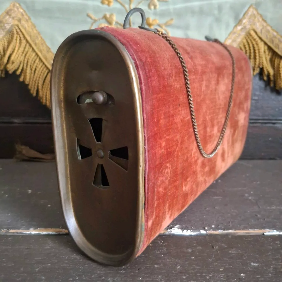 Antique French Velvet Pocket Hand Warmer - Image 1