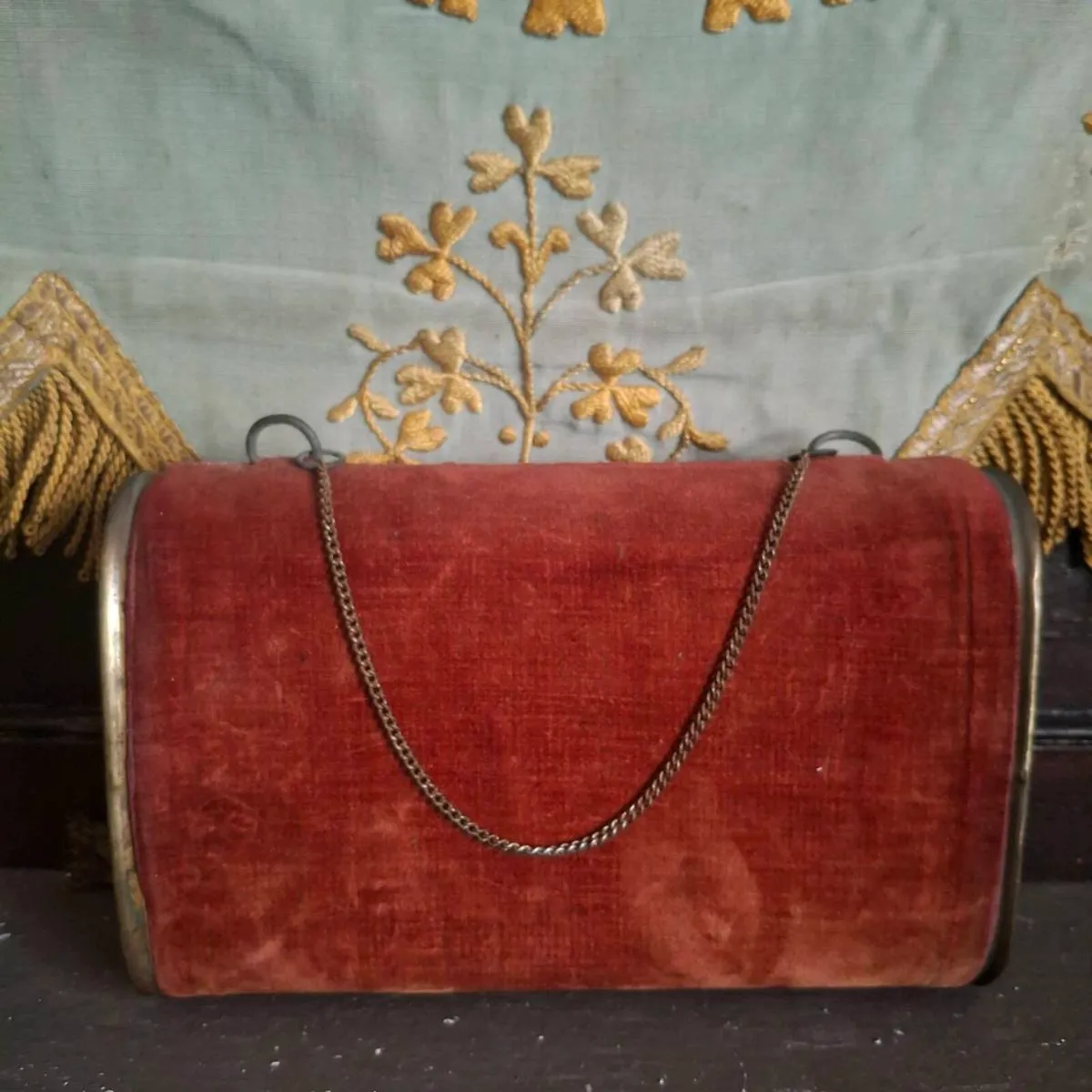 Antique French Velvet Pocket Hand Warmer - Image 2
