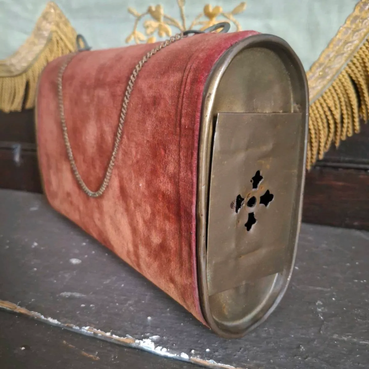 Antique French Velvet Pocket Hand Warmer - Image 3