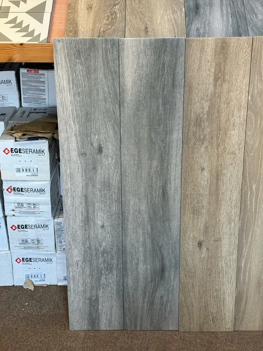 Special Offer Grey Wood Effect Tile 23cm x 120cm - Image 1