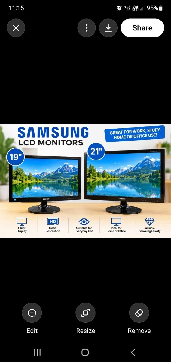 2  Samsung Monitors