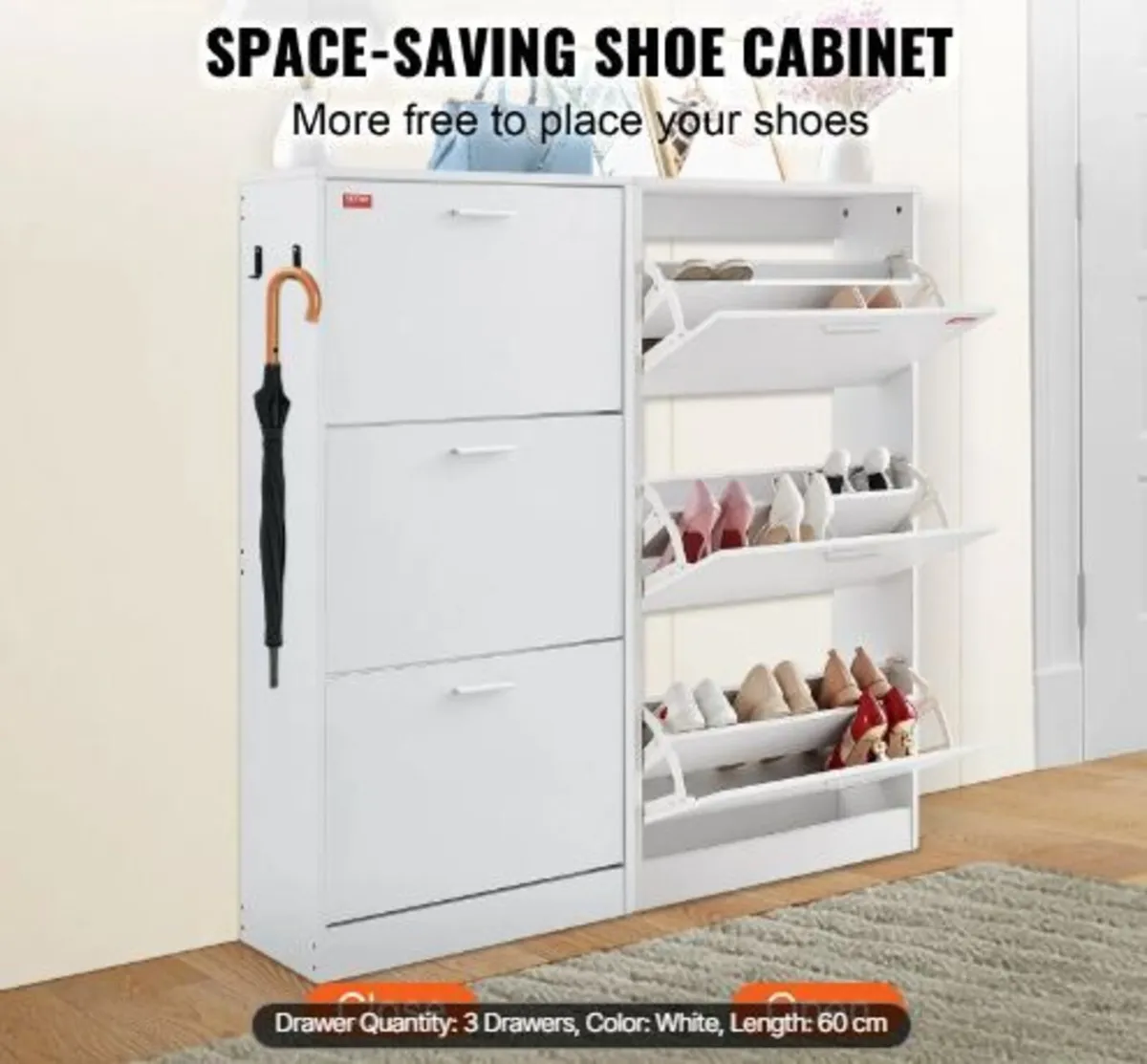 Shoe Cabinet with 3 Flip Drawers - Image 3